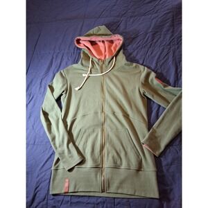Ampersand Avenue Small Green Full Zip Hoodie Sweatshirt Kangaroo Pockets‎ Cozy